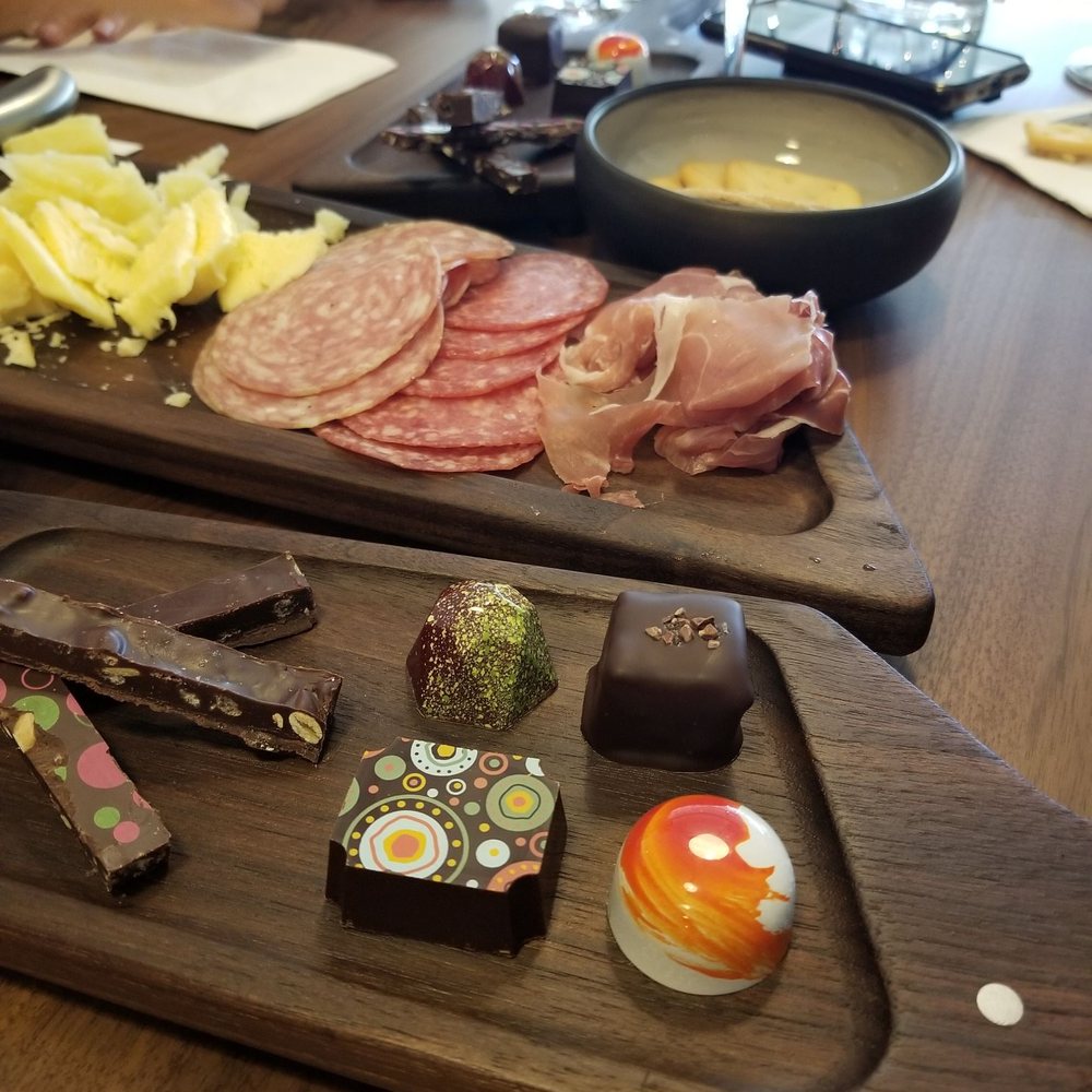 Chocolate flight Cheese and charcuterie board