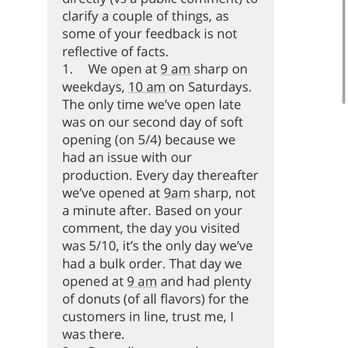 Doce Donut Co - Owner DMd me after my review gaslighting me that they opened at 9 am. Weird hill to die on when I have the receipt... - Donuts Near Me - Seattle, Washington Doce Donut Co - Owner DMd me after my review gaslighting me that they opened at 9 am. Weird hill to die on when I have the receipt... - Donuts Near Me - Seattle, Washington