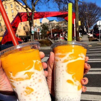 A+ Hong Kong Kitchen - Mango smoothie with coconut milk and sago. - Cantonese Near Me - Seattle, Washington