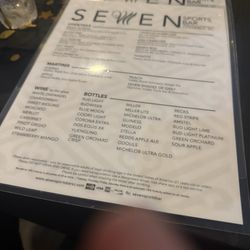 Seven Sports Bar - Drink menu