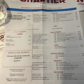 Bouillon Chartier - October 2024 menu - French Near Me - Paris, 75