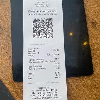 Patxi's Pizza - Receipt - Pizza Near Me - Dublin, California Patxi's Pizza - Receipt - Pizza Near Me - Dublin, California