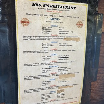 Mrs B’s Home Cooking - Menu - Soul Food Near Me - Montgomery, Alabama Mrs B’s Home Cooking - Menu - Soul Food Near Me - Montgomery, Alabama