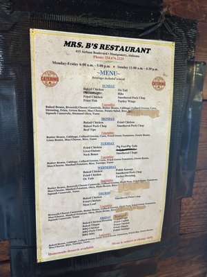 Menu photo 1 Mrs B’s Home Cooking Montgomery, AL Menu photo 1 Mrs B’s Home Cooking Montgomery, AL