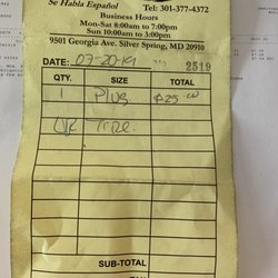 Marathon - 7/20/2019 receipt. left rear tire
