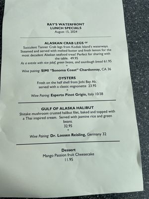Menu photo 6 Ray's Waterfront Seward, AK