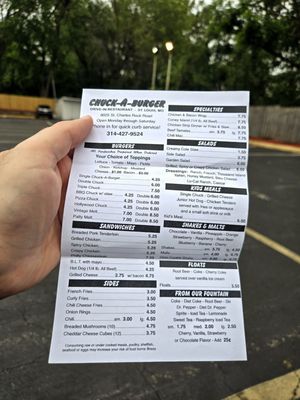 Menu photo 1 Chuck A Burger Drive-In Saint Louis, MO Menu photo 1 Chuck A Burger Drive-In Saint Louis, MO