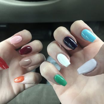 Palace Nails Bar - Full Set of Acrylics, multicolored with short coffin shape. - Skin Care Near Me - Spring, Texas