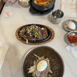 N.1 Cold Noodle / 물냉면, Q1. Galbi / 갈비, T5. Mixed Tofu / 섞어 순두부 N.1 Cold Noodle / 물냉면, Q1. Galbi / 갈비, T5. Mixed Tofu / 섞어 순두부