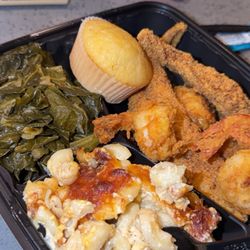 Papa Joes Chicken & Waffles - My shrimp was bomb, the cornbread was soft, and the service was great. He had an awesome attitude overall a great experience!