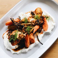 Green Dirt on Oak - Roasted root vegetables- one of our many seasonal vegetarian menu items