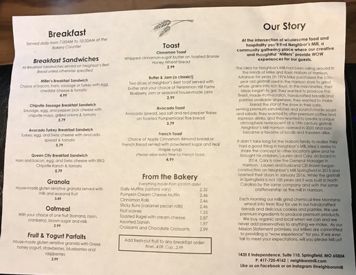Menu photo 2 Neighbor's Mill Bakery & Cafe Springfield, MO Menu photo 2 Neighbor's Mill Bakery & Cafe Springfield, MO