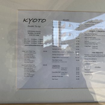 Kyoto - Menu - Japanese Near Me - Berkeley, California