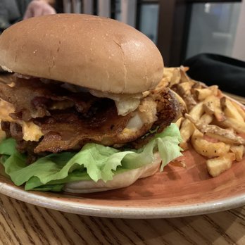 Pearl City Hops - Fried chicken sandwich with pimento cheese and hand cut fries. - Bars Near Me - Jamestown, New York Pearl City Hops - Fried chicken sandwich with pimento cheese and hand cut fries. - Bars Near Me - Jamestown, New York