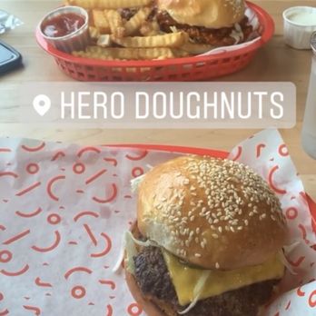 Full Circle Doughnuts - Cheeseburger and buffalo chicken sandwich w/fries - Donuts Near Me - Homewood, Alabama