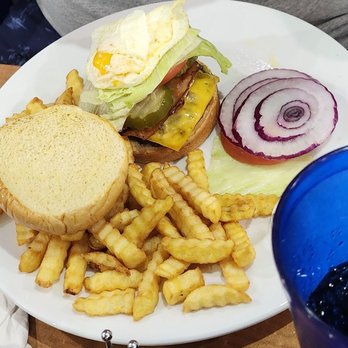 Dinos Family Restaurant - Cheeseburger ordered with an over easy egg - Breakfast & Brunch Near Me - Walkerton, Indiana Dinos Family Restaurant - Cheeseburger ordered with an over easy egg - Breakfast & Brunch Near Me - Walkerton, Indiana