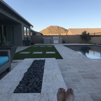 California Pools & Landscape - View of finished project with fire pit and built in bbq. - Pool & Hot Tub Service Near Me - Scottsdale, Arizona California Pools & Landscape - View of finished project with fire pit and built in bbq. - Pool & Hot Tub Service Near Me - Scottsdale, Arizona
