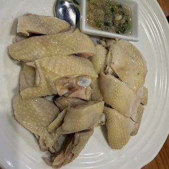 Cousin Cafe - Half of the whole Hai  Nam chicken . Free cooked oil with minced ginger and green scallions. - Chinese Near Me - Newark, California