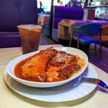 D & A Cafe - baked porkchop over spaghetti $11.25 - Cantonese Near Me - San Francisco, California D & A Cafe - baked porkchop over spaghetti $11.25 - Cantonese Near Me - San Francisco, California