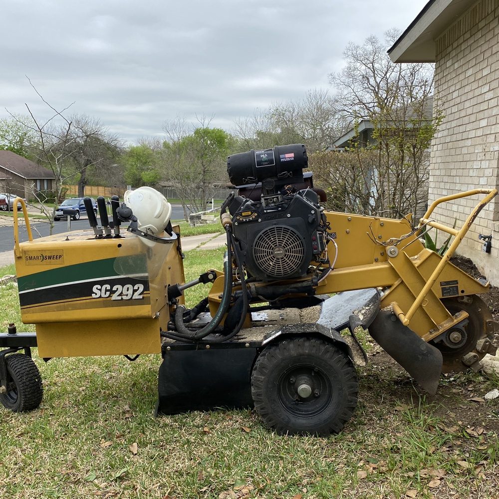 Affordable Arbor Care - The stump grinder poised to take out the boxwood stumps. I love this machine! - Tree Services Near Me - Austin, Texas Affordable Arbor Care - The stump grinder poised to take out the boxwood stumps. I love this machine! - Tree Services Near Me - Austin, Texas