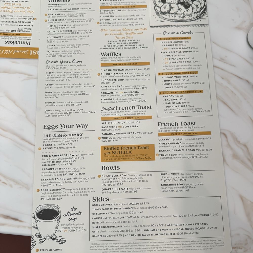 Menu front side Menu front side