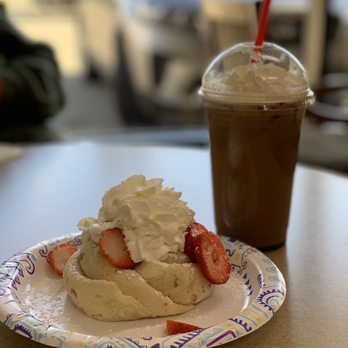 North Pole Crepery - Strawberry cheesecake crepe with chocolate iced americano ! - Creperies Near Me - North Pole, Alaska North Pole Crepery - Strawberry cheesecake crepe with chocolate iced americano ! - Creperies Near Me - North Pole, Alaska