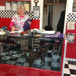 Paris Upholstery - Kathy and her jewelery counter.