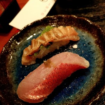 Sushi Sake - Torched Flounder fin (top) and golden eye snapper (bottom) - Japanese Near Me - Richardson, Texas Sushi Sake - Torched Flounder fin (top) and golden eye snapper (bottom) - Japanese Near Me - Richardson, Texas