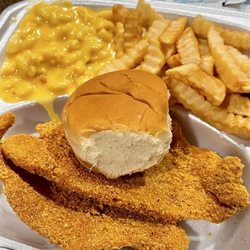 Lisa's Chicken & Seafood - Fried C5. 2 Pcs. Fish Filet, 2 Sides, Roll, and Small Drink