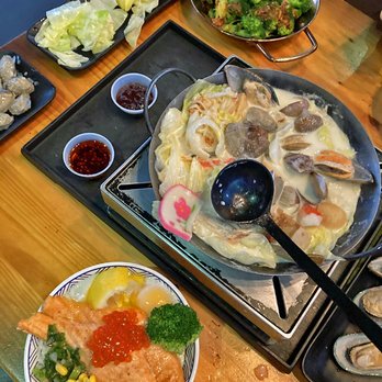 Mabu Generation - From top to bottom: Taiwanese Style Vegetable, Milk and Cheese-Based Seafood Hot Pot (with extra add-ons), Grilled Salmon & Roe on Rice - Taiwanese Near Me - Markham, Ontario Mabu Generation - From top to bottom: Taiwanese Style Vegetable, Milk and Cheese-Based Seafood Hot Pot (with extra add-ons), Grilled Salmon & Roe on Rice - Taiwanese Near Me - Markham, Ontario