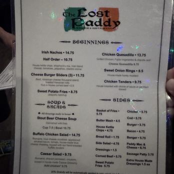 The Lost Paddy - Menu - Sports Bars Near Me - Nashville, Tennessee