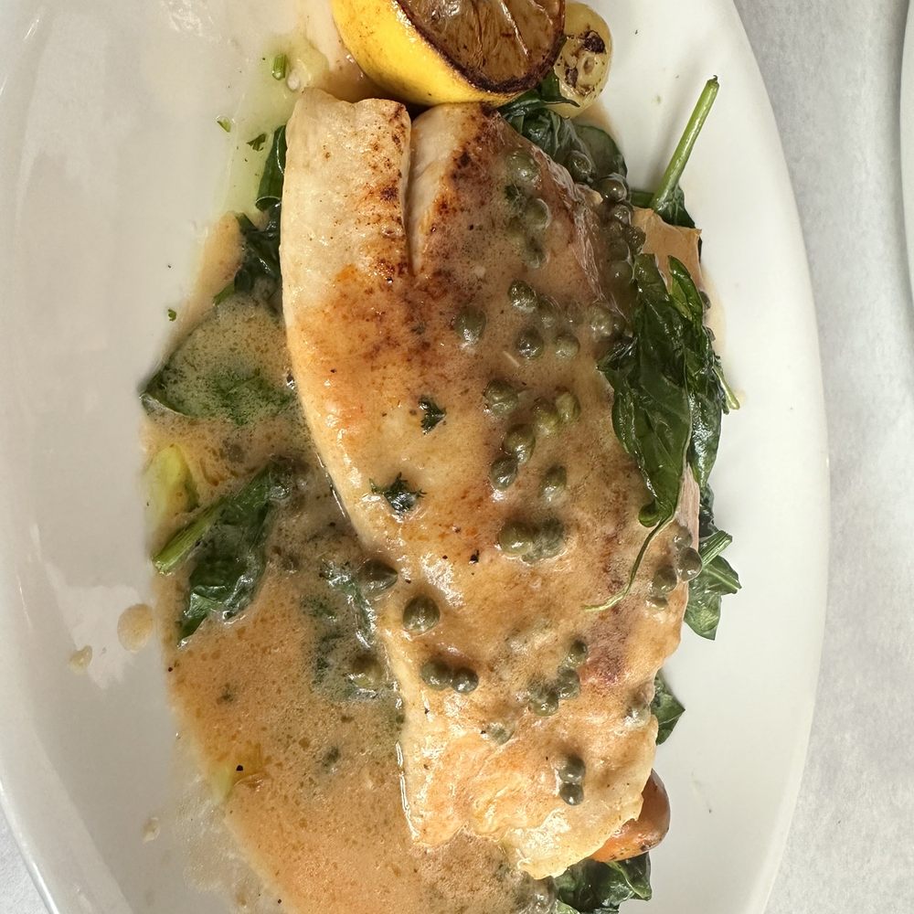 Reyes Steakhouse - Grouper in lemon caper butter sauce - amazing!! - Steakhouses Near Me - Park Ridge, Illinois