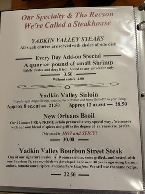 Menu photo 6 Yadkin Valley Steakhouse Albemarle, NC Menu photo 6 Yadkin Valley Steakhouse Albemarle, NC