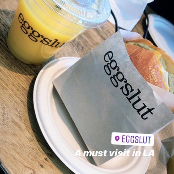 Eggslut - Orange juice and turkey sausage bun - Breakfast & Brunch Near Me - Los Angeles, California Eggslut - Orange juice and turkey sausage bun - Breakfast & Brunch Near Me - Los Angeles, California