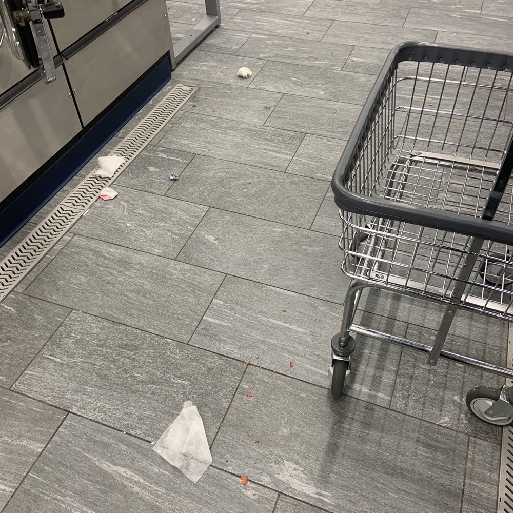 Clean Laundry - Dirty floor - Laundromat Near Me - West Milwaukee, Wisconsin