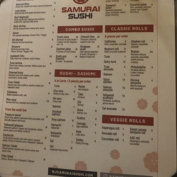 Samurai Sushi - Menu - Japanese Near Me - East Rutherford, New Jersey