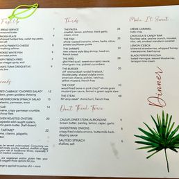 Dinner menu