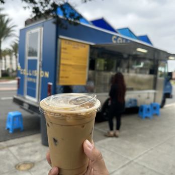 Collision Coffee - Vanilla & Bourbon iced (outside coffee truck) - Food Trucks Near Me - Whittier, California