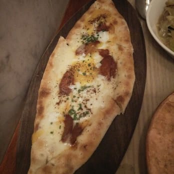 Zaytinya - Pide with egg and spicy sausage - Greek Near Me - Washington, DC, District of Columbia Zaytinya - Pide with egg and spicy sausage - Greek Near Me - Washington, DC, District of Columbia