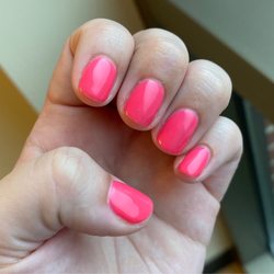 On Cloud Nails - I believe the polish was "take me to the bank". They were able to match the gel polish on my hands with the regular polish for my toes.