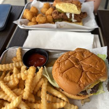 19th Hole - Smash burger with fries and chicken sandwich with tater tots. - Caterers Near Me - Clemmons, North Carolina