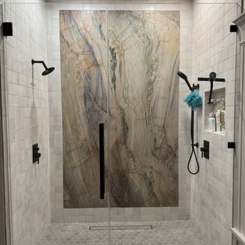 Marble Stone Pro's - Note the symmetry and that the slab width is "whole tile" (see write-up) 10 ft ceiling. - Countertop Installation Near Me