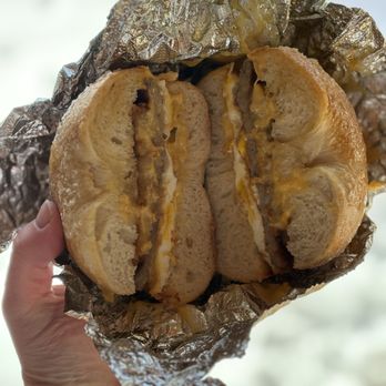 Mama’s Bagels - Sausage, egg and cheese with hash brown on a salt bagel - Breakfast & Brunch Near Me - New Milford, Connecticut