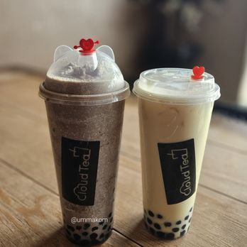 Cloud Tea - two cups of bubble tea on a wooden table - Coffee & Tea Near Me - Las Vegas, Nevada