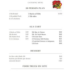 2nd Hand smoke BBQ - Catering Menu!