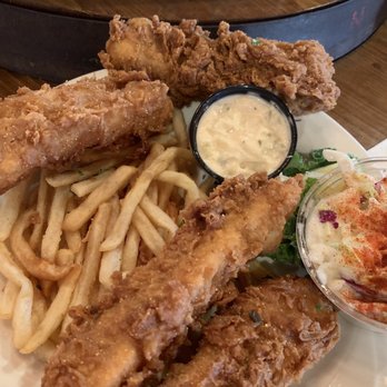 Blake's Tasting Room - Fish fry dinner - fries are hiding under the fish. - Wineries Near Me - Armada, Michigan Blake's Tasting Room - Fish fry dinner - fries are hiding under the fish. - Wineries Near Me - Armada, Michigan