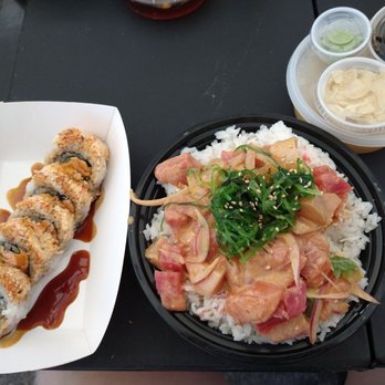Awesome Sushi - Poke bowl and special roll of the day, miso was included. - Japanese Near Me - Long Beach, California