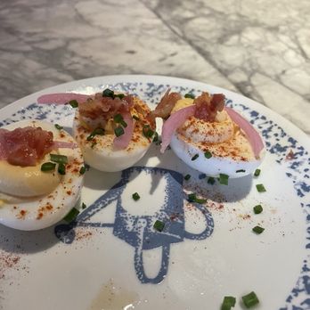 Mercury - Deviled eggs (serving of 5, but I ate two before I took the picture) - New American Near Me - Omaha, Nebraska