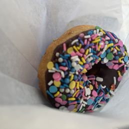 chocolate frosting and sprinkles