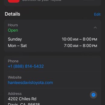 Hanlees Davis Toyota - On site it show 7:00 am to 8:00 pm M-F But they are not open at 7:00 Am - Car Dealers Near Me - Davis, California
